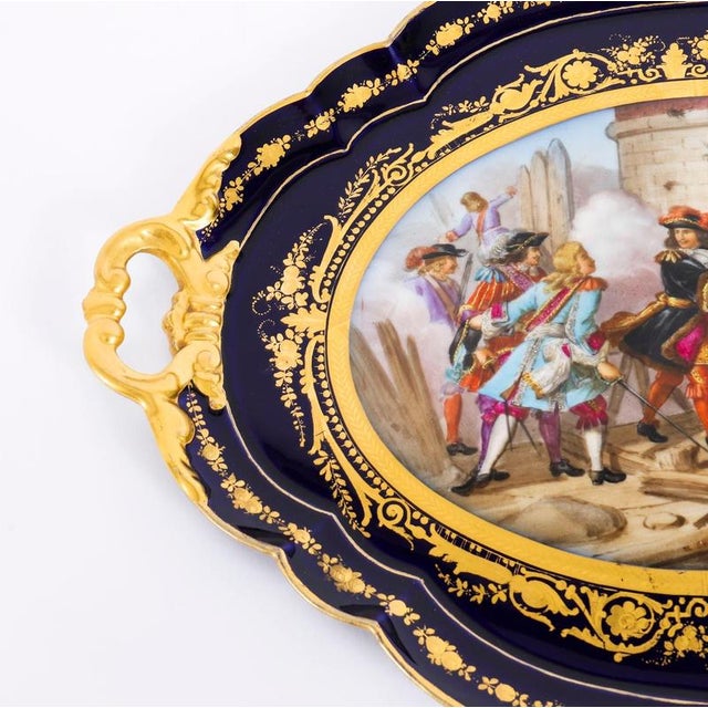 Blue Antique French Valenciennes Tray in Porcelain by A. Moreaux, Late 19th Century For Sale - Image 8 of 15
