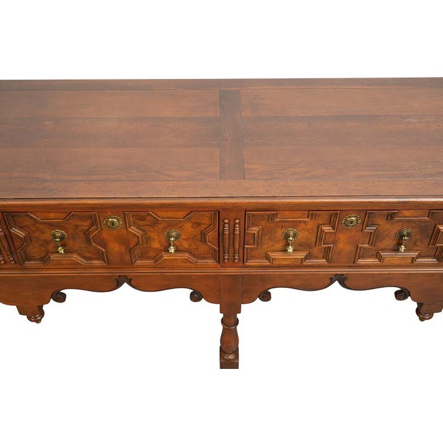 1970s Antique Style Welsh Oak Dresser Base Style Made by Baker Furniture For Sale - Image 4 of 8