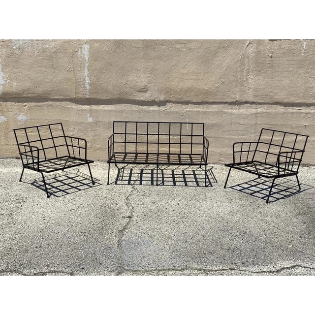 Vintage Mid Century Modern Black Wrought Iron Arthur Umanoff Style Sofa For Sale - Image 9 of 9