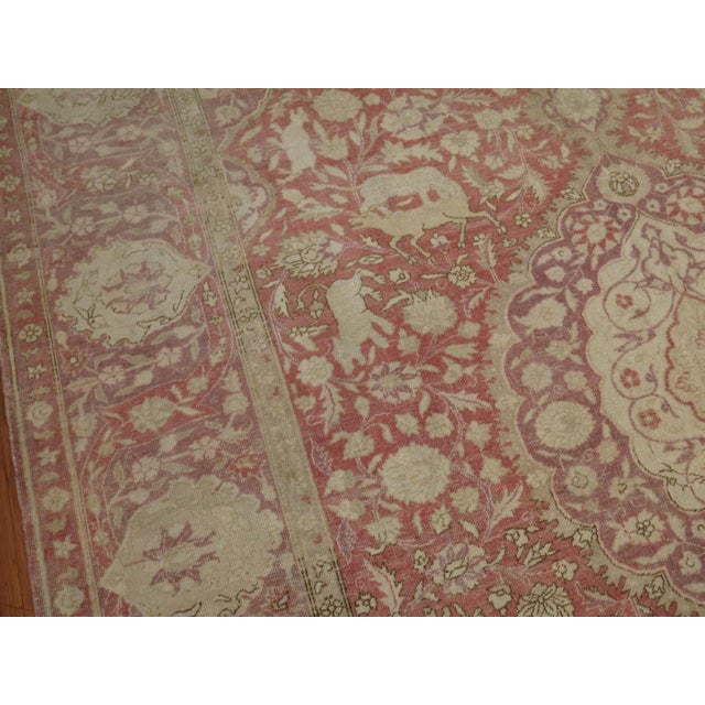 Zabihi Collection Animal Motif Rose Lavender Turkish Room Size Rug For Sale - Image 9 of 12