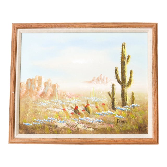 Vintage Framed Oil on Canvas Arizona Desert Southwest Landscape Painting For Sale