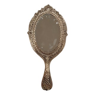 Antique Silver Hand Mirror, 1800s For Sale