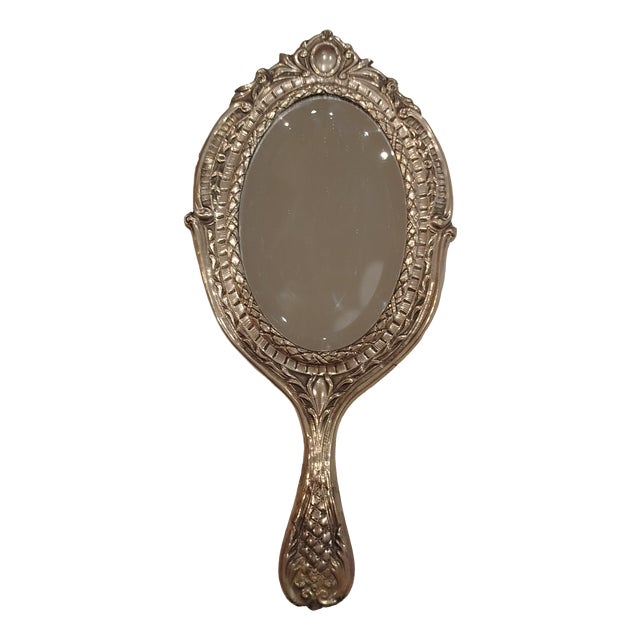 Antique Silver Hand Mirror, 1800s For Sale