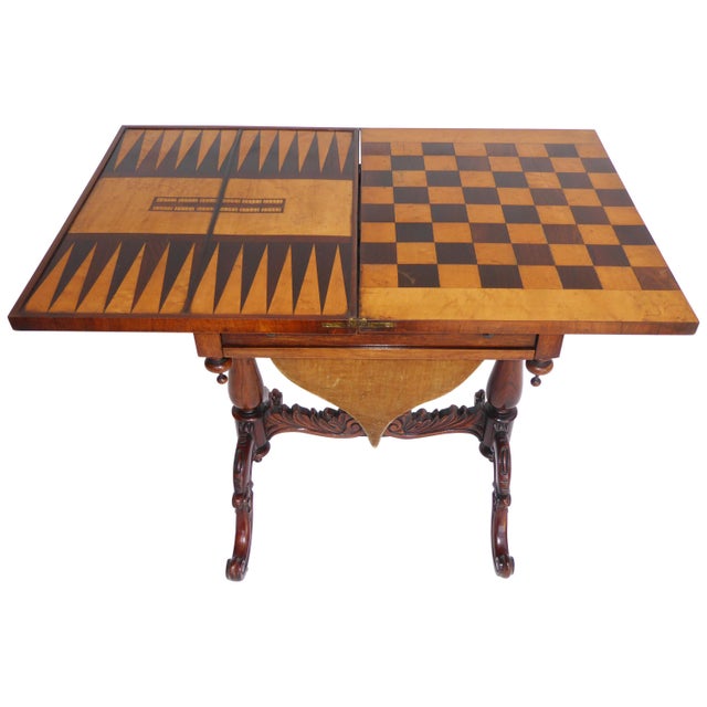 19th Century Victorian English Rosewood Games Table For Sale - Image 6 of 8