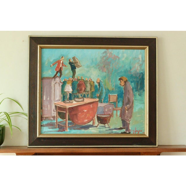 Carlo Knud Hansen, Auction, 1960s, Oil on Canvas, Framed For Sale - Image 3 of 11