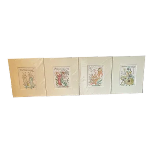 Set of Four Matted Antique Print Chromoliths by Walter Crane.