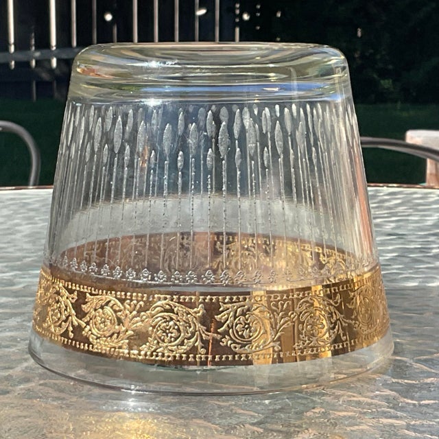 Culver Tyrol Ice Bucket with the 22kt gold trim and an embossed design that looks like rain drops.