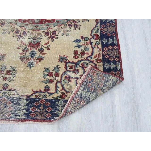 Vintage Distressed Turkish Oushak Rug - 5′3″ × 8′3″ For Sale In Los Angeles - Image 6 of 6