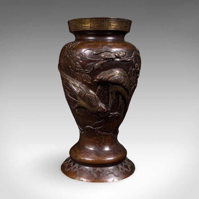 Japanese Pair of Antique Decorative Meiji Vases, Japanese, Bronze, Bouquet Pot, Victorian For Sale - Image 3 of 12