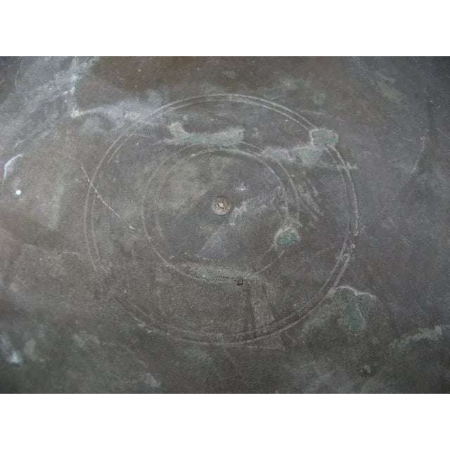 Metal Asian 19th Century Large Footed Brass Bowl For Sale - Image 7 of 7