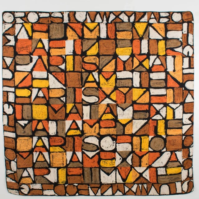 Jeanne Lanvin and Castillo Silk Scarf the Letters in Rust and Chocolate ...