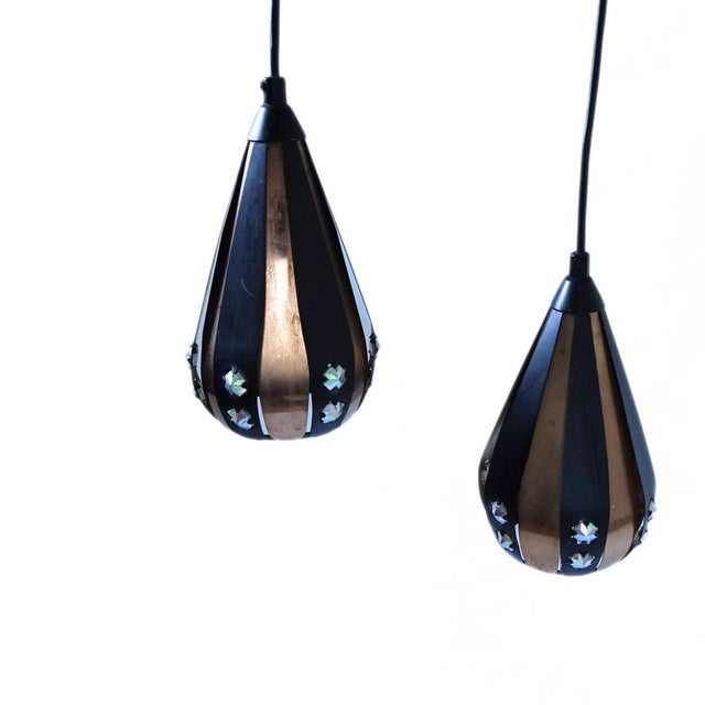 Droplet Pendant Lights in Copper by Werner Schou for Coronell Electrical, Denmark, 1960s, Set of 2 For Sale - Image 5 of 6