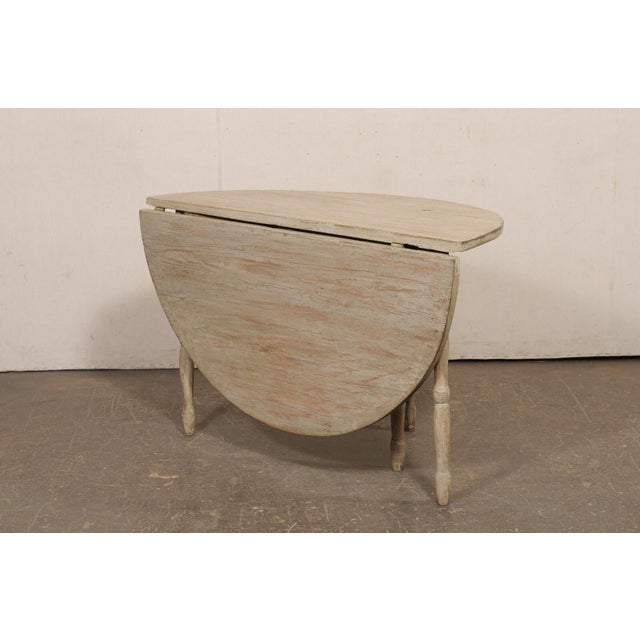 19th Century 19th Century Swedish Painted Drop Leaf Wood Table For Sale - Image 5 of 11