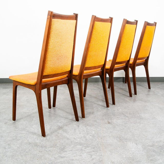 Mid Century Modern Dining Chairs Set 8 Armchairs Orange Solid Walnut MCM Captain For Sale - Image 4 of 12