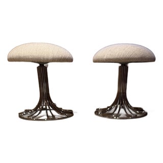 1970s Gastone Rinaldi Italian Pair of Upholestered Stools For Sale