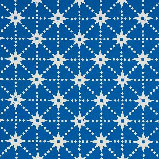 Sample - Schumacher X Molly Mahon Stars Fabric in Blue For Sale