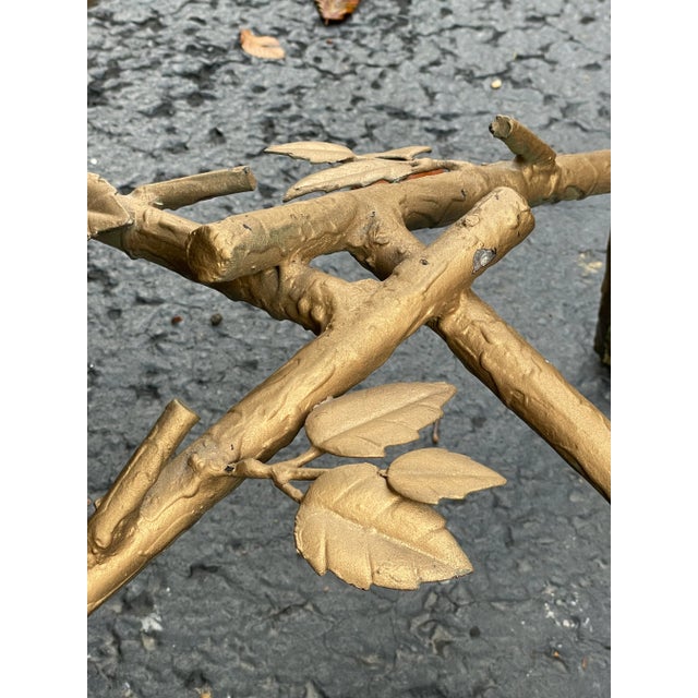 Metal Giacometti Style Bronze & Glass Side Table For Sale - Image 7 of 13