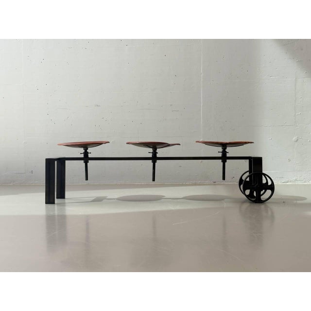 Industrial Industrial Bench with Adjustable Leather Seats by Kare Design, 2000s For Sale - Image 3 of 16