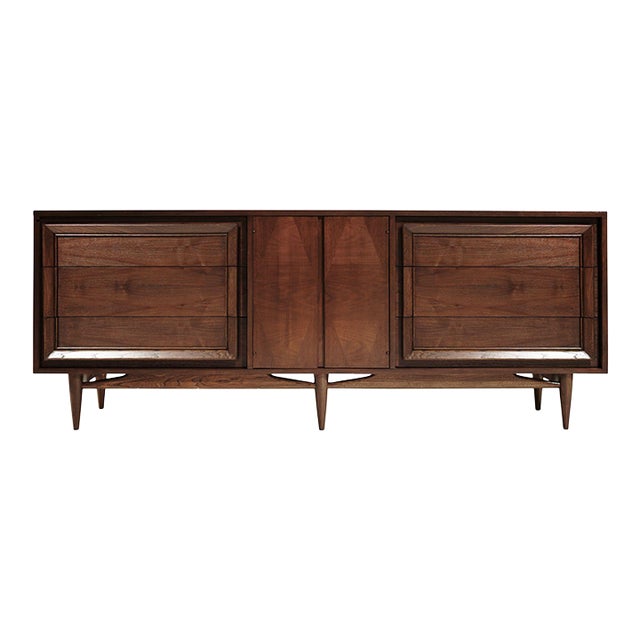 Mid-Century Modern Walnut Credenza, C. 1950s For Sale