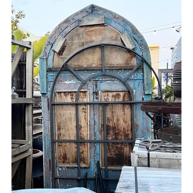 Antique Jodhpur Indian Church Door With Mirror For Sale In Los Angeles - Image 6 of 6