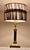 Vintage Table Lamp with Ornate Brass Base and Blue Fabric Shade, 1990s For Sale - Image 6 of 7