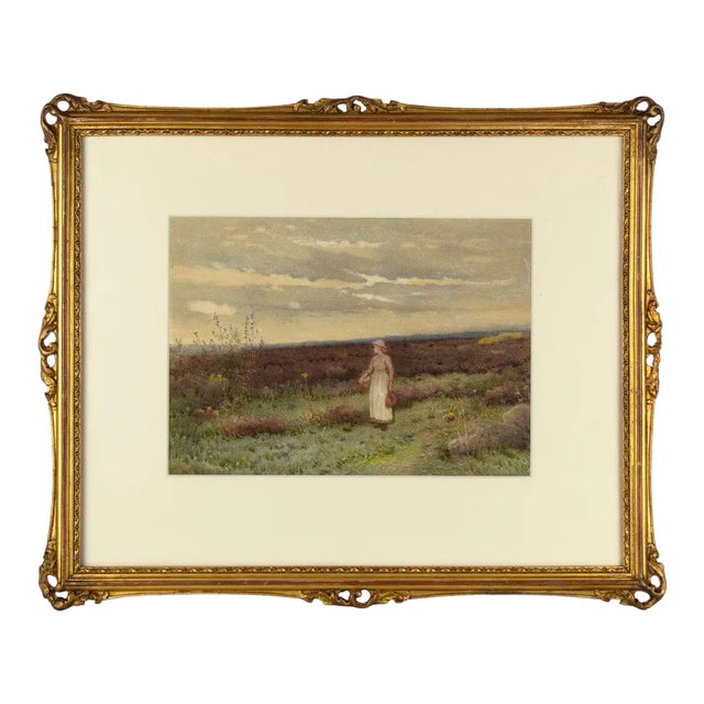 Alice Squire RI, Young Lady on the Moors, Late 19th Century, Watercolour For Sale