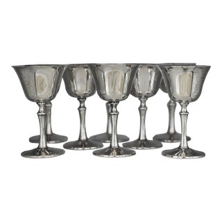 Made in Italy El De Uberti Mid-Century Silver Plated Goblets - Set of 8 For Sale