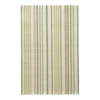 Dash & Albert by Annie Selke Oslo Stripe Green Woven Cotton Rug, 7' 6" x 9' 6" For Sale