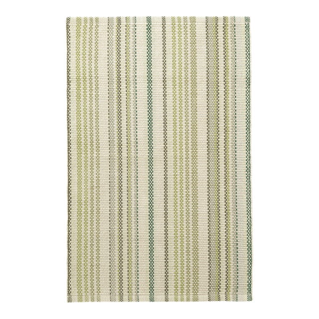 Dash & Albert by Annie Selke Oslo Stripe Green Woven Cotton Rug, 8' x 10' For Sale