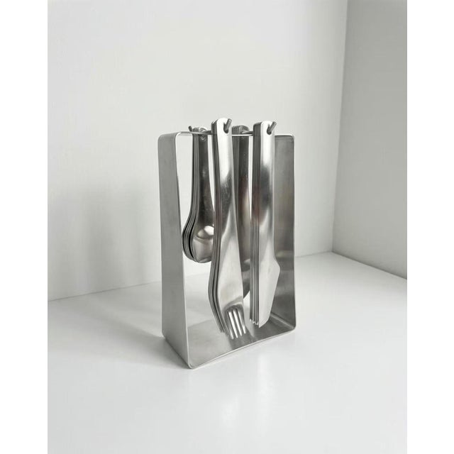 Stainless Steel Flatware Set with Bistro Stand by Terence Conran, 1980s, Set of 25 For Sale - Image 9 of 9