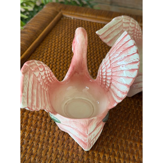 Vintage Coastal Fitz and Floyd Pink Flamingo Porcelain Votive Candle Holders-Set of Three For Sale - Image 11 of 11