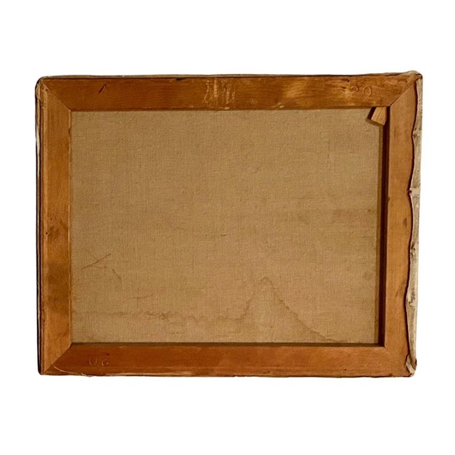 1960s Original Painting White Horse in a Field With Trees, Mountains, and a Red Barn For Sale - Image 4 of 5