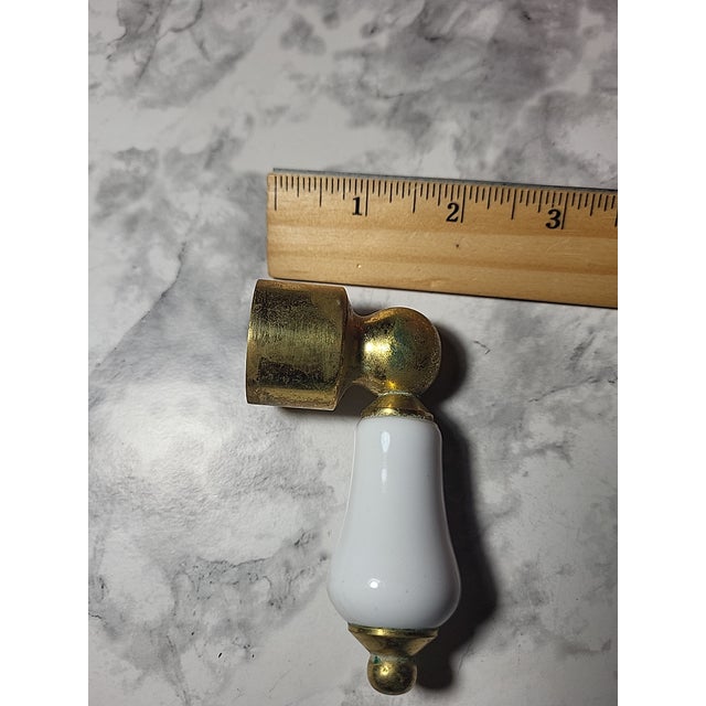 Vintage Porcelain Brass Bathroom Handle For Sale - Image 9 of 9