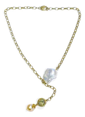 Bochic “Capri” Vintage Pearl & Multi Gem Necklace Set in 18K & Silver