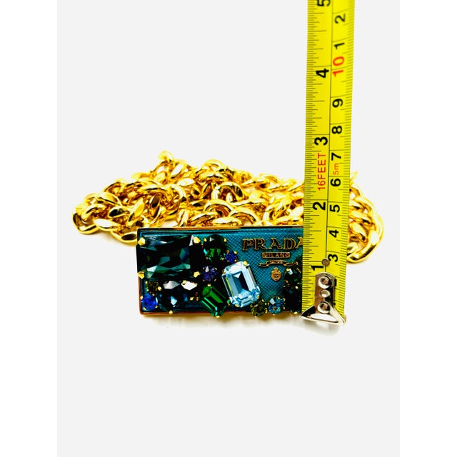 Fabulous & Rare Prada Gemstone Buckle & Gold Chain Belt For Sale - Image 10 of 11