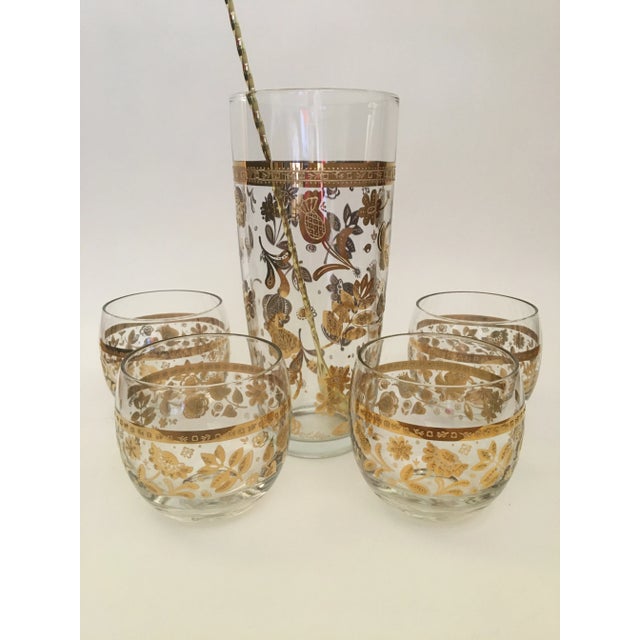 Culver Ltd. Mid-Century Modern Culver Chantilly Mixer Set With Four Roly Poly Glasses. Very Retro! For Sale - Image 4 of 4