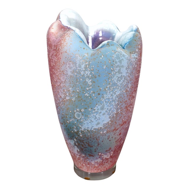 Large Modernist Raku Fired Abstract Pottery Vase by Tony Evans For Sale