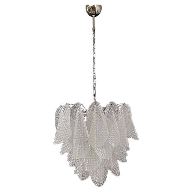 Vintage Italian Murano Glass Chandelier with 41 Rondini Glass Petals, 1980s For Sale