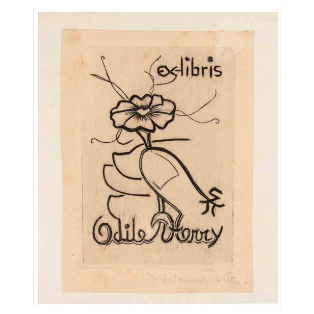 Suzanne Tourte, Ex Libris Odile Herry, Etching, 1930 For Sale