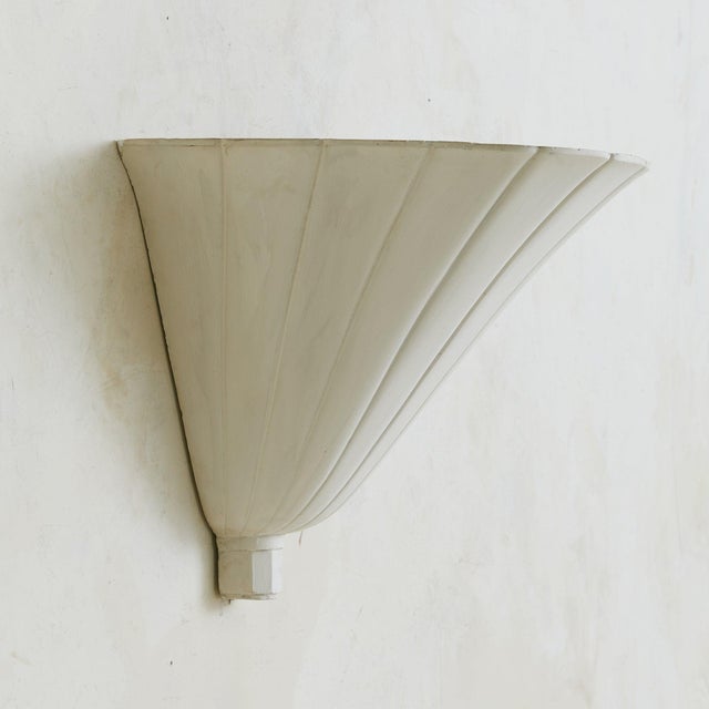 Art Deco 1940s French Fluted Plaster Sconces - a Pair For Sale - Image 3 of 6