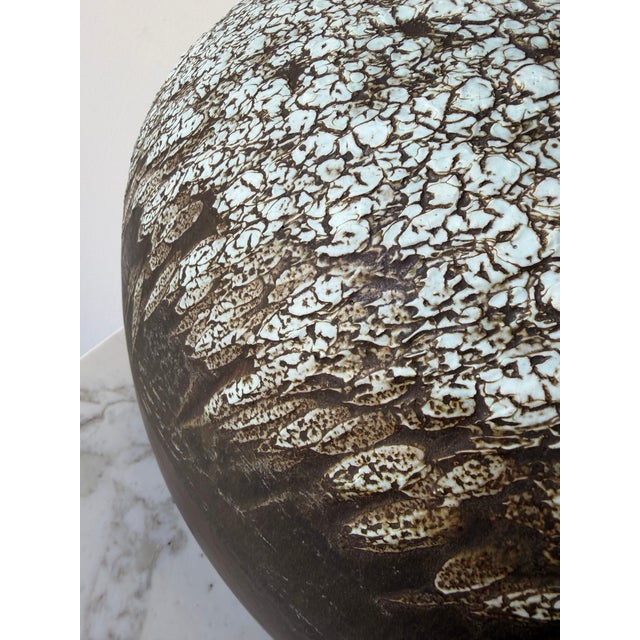 Large Vintage Textured Glazed Studio Pottery Bud Vase For Sale - Image 11 of 12