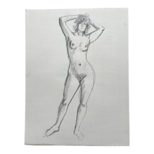 Barbara Beck Figurative Nude Charcoal Sketch on Paper 1970s