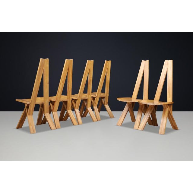 Vintage Elm Dining Chairs in the style of Pierre Chapo, 1980, Set of 6 For Sale - Image 13 of 15