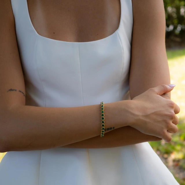 Emerald Emerald Tennis Mystic Bracelet For Sale - Image 8 of 10