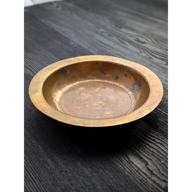Mid-Century Modern Danish Bronze Vide Poche with Engraved Mermaid and Dolphin Motif, 1930s For Sale - Image 3 of 10