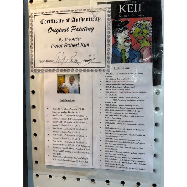 Gold 1970s Peter Keil Flowers Abstract Still Life Painting For Sale - Image 8 of 8