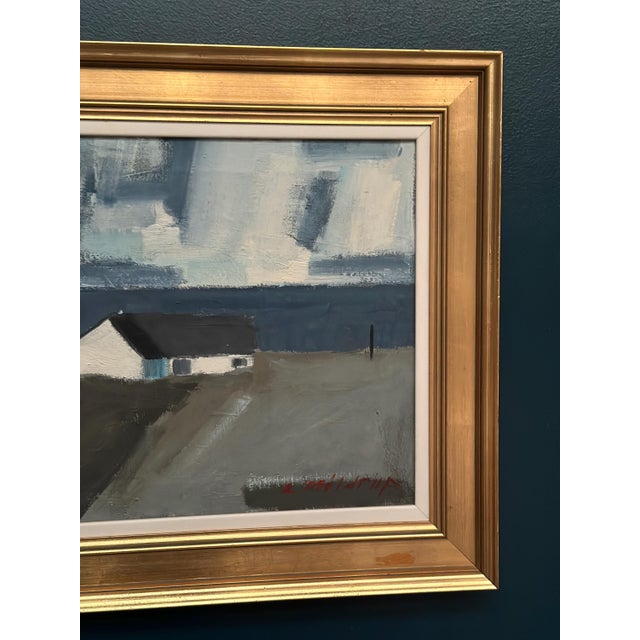 Egon Møldrup, Coastal Motif with Houses, 1950s, Oil on Canvas, Framed For Sale - Image 7 of 14