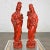 Vintage Asian Style Chinoiserie Faux Cinnabar Large Red Decorative Statues Male & Female For Sale - Image 13 of 13