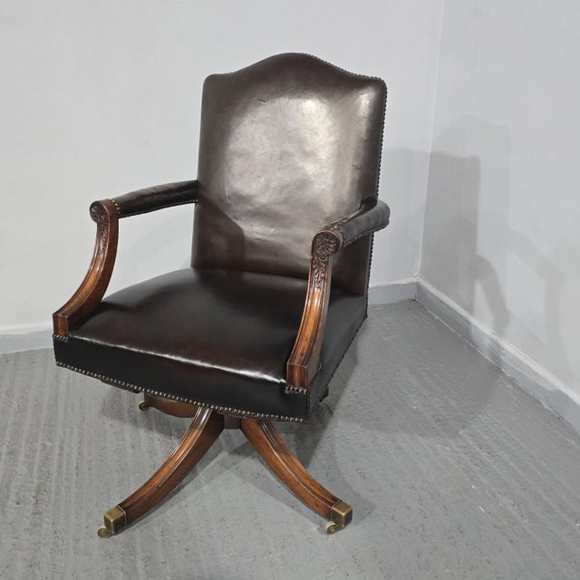 Mahogany Swivel Office Desk Chair, 1920 For Sale - Image 13 of 15
