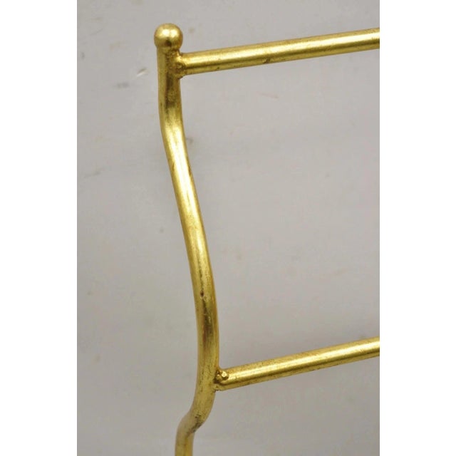 Vintage Italian Hollywood Regency Gold Gilt Metal Iron Towel Rack W/ Tassel Feet For Sale In Philadelphia - Image 6 of 9